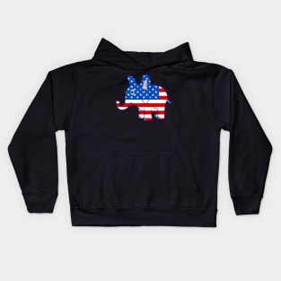 US Flag Filled Patriotic Elephant Kids Hoodie